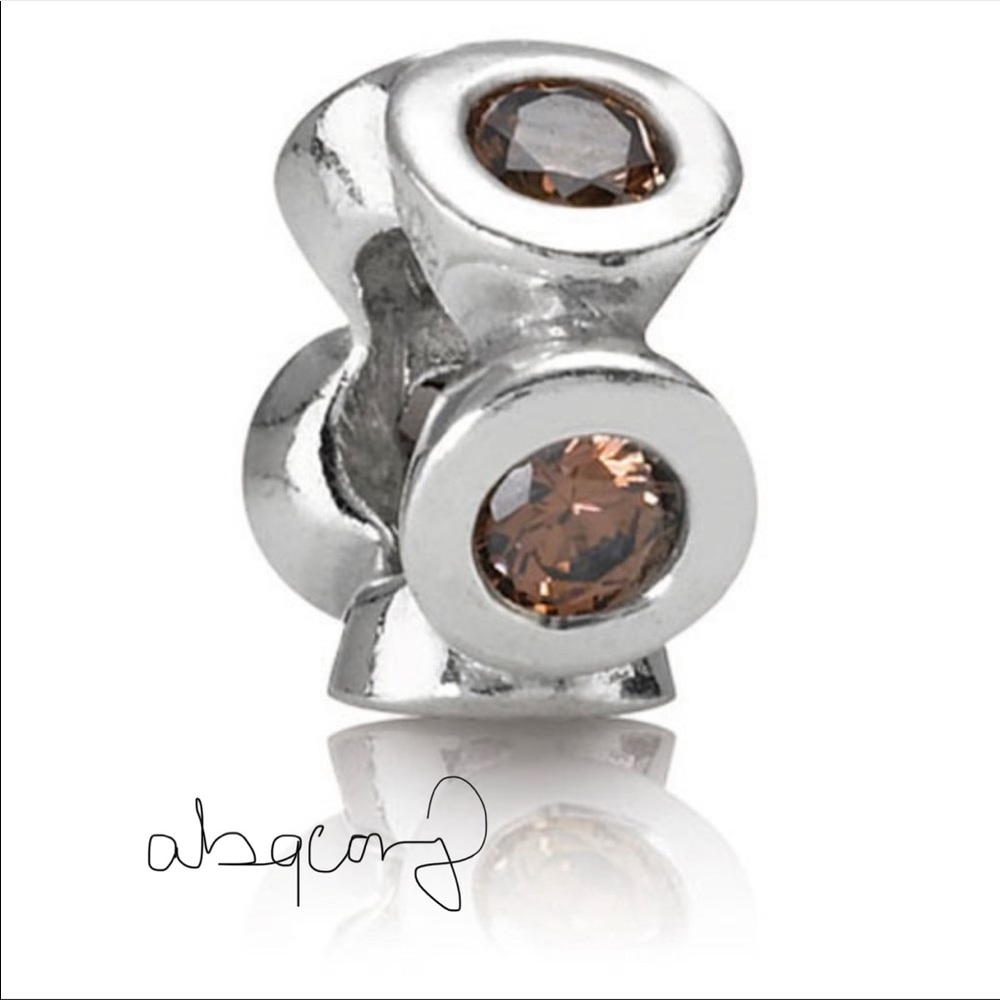 EUC Pandora 790226BCZ Sterling Silver Lights Spacer w/ Brown Zirconia